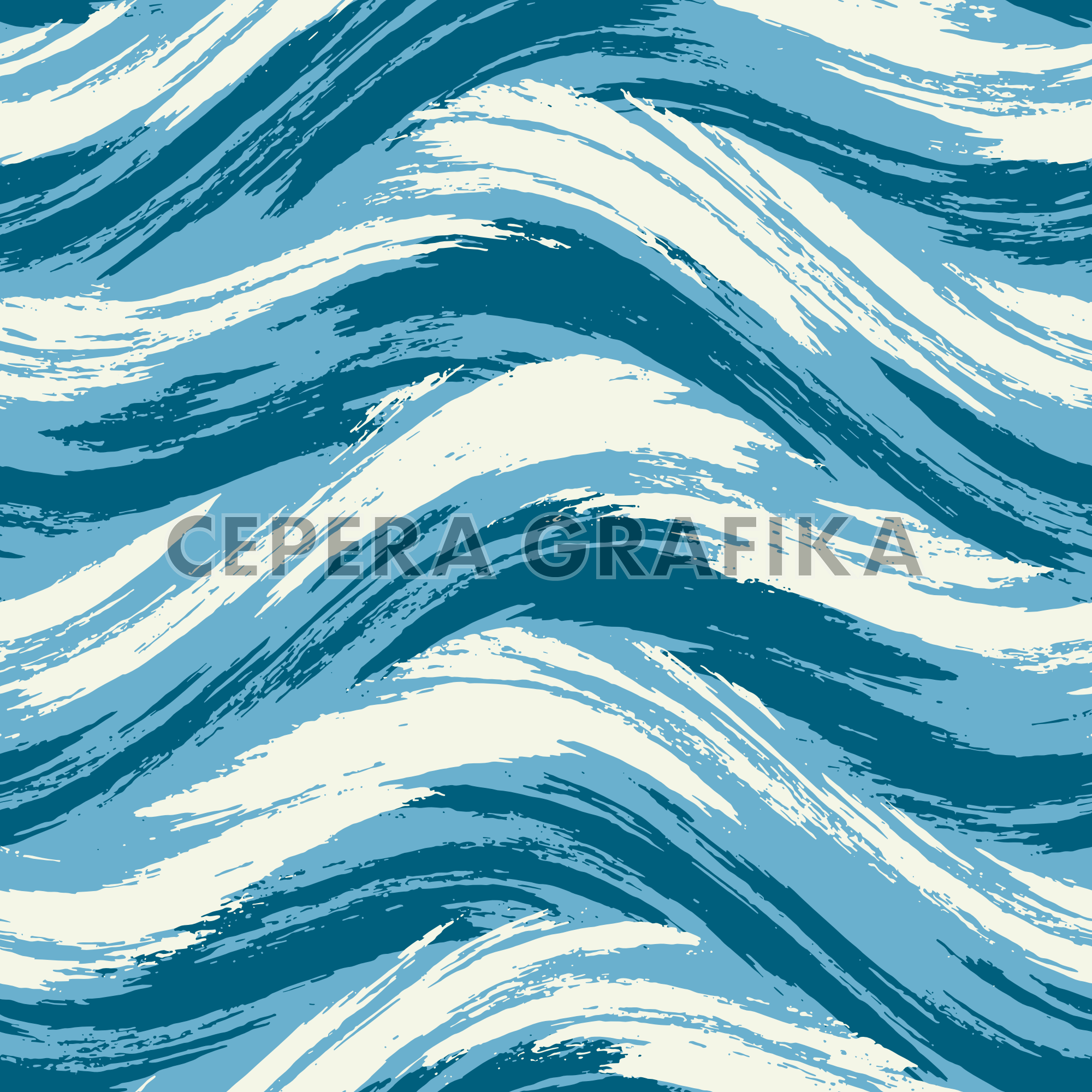 Nautical Blue Brush Stroke Waves Pattern