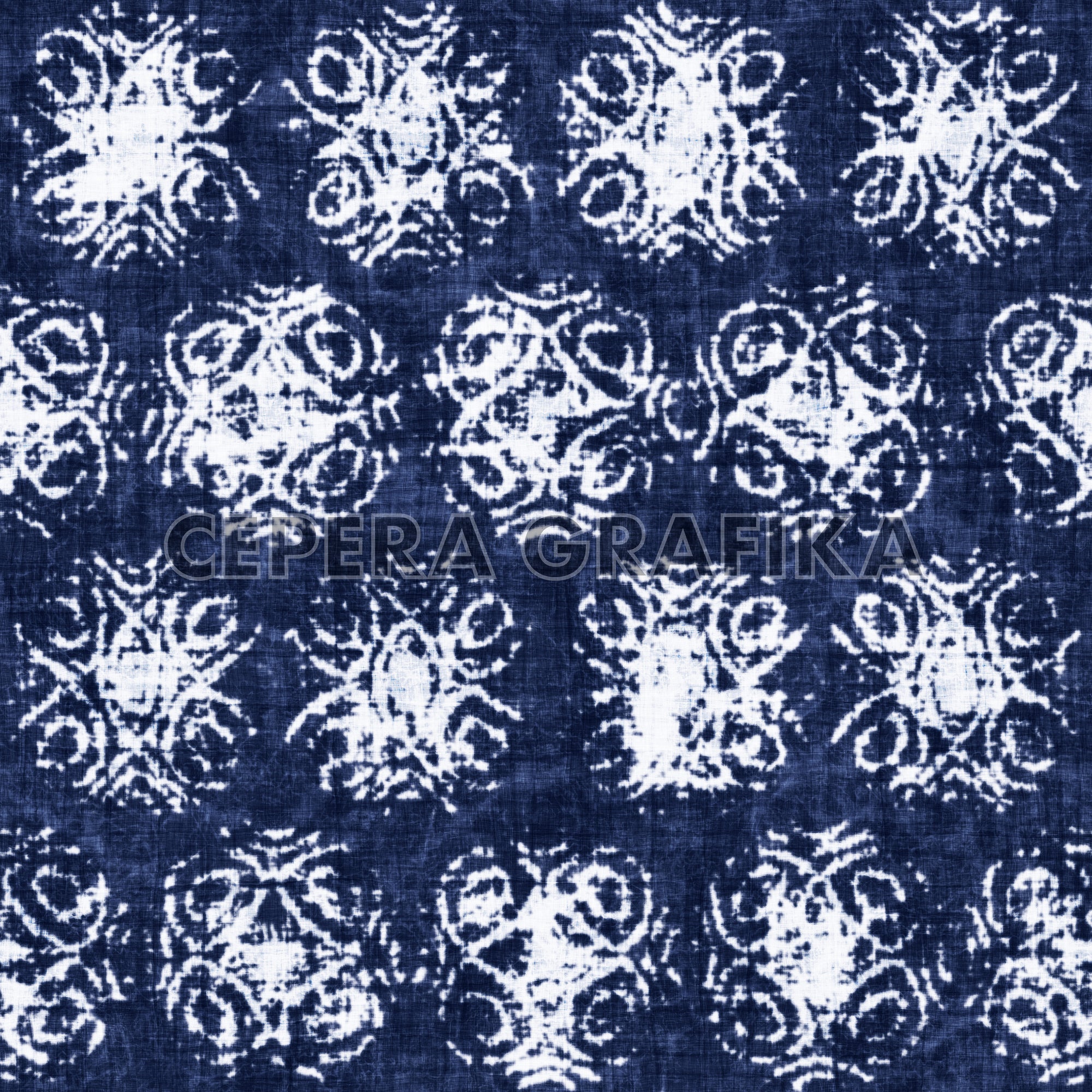 Mottled Indigo Snowflake Ornate Pattern