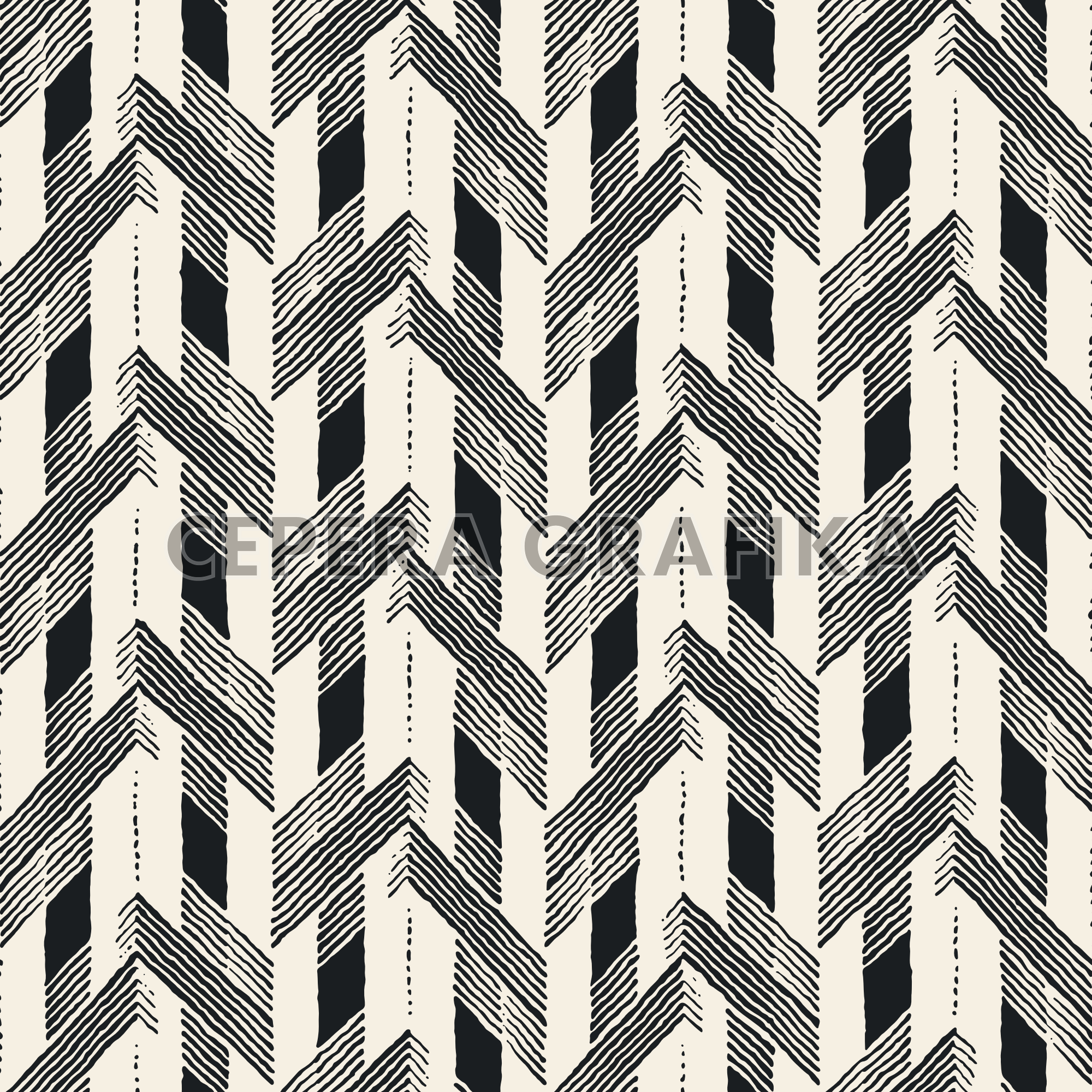 Monochrome Grain Folk Herringbone Pattern