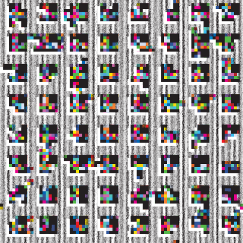 Multicolour Pixel Glitch Grid Pattern