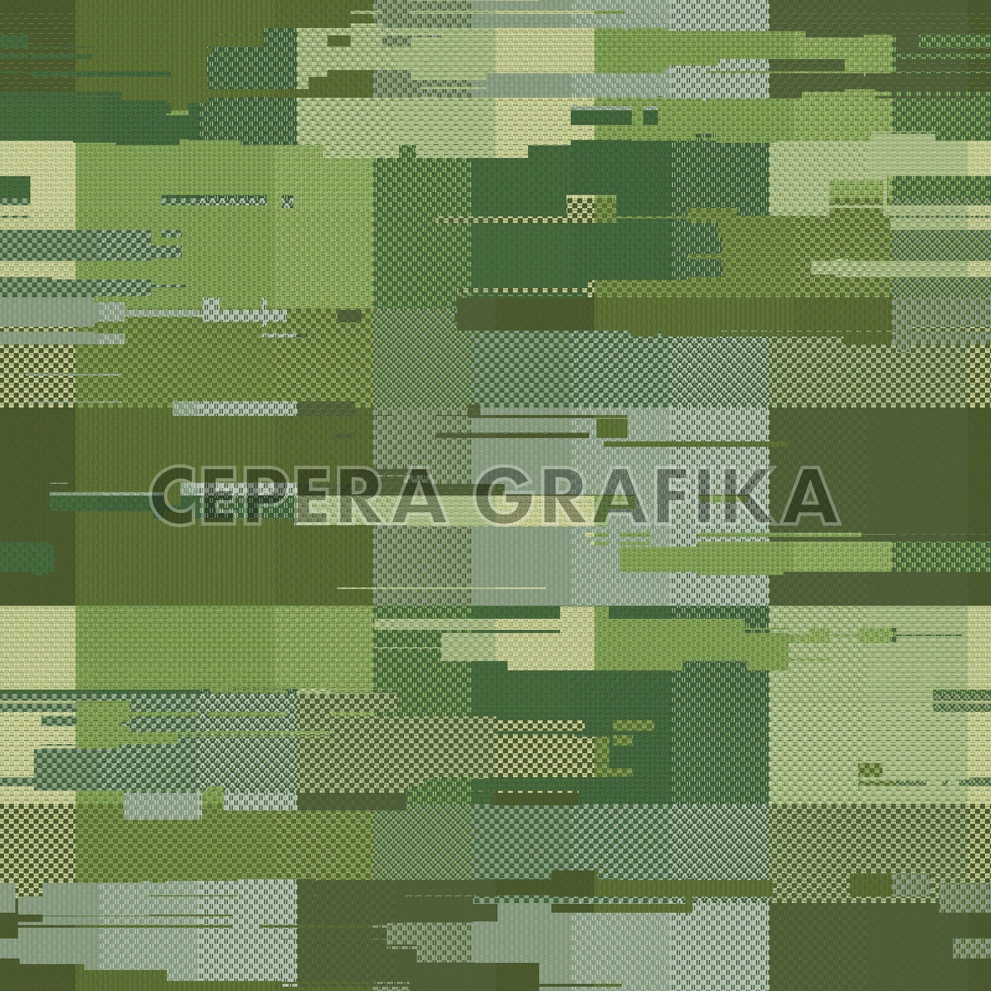 Tonal Green Glitch Blocks Pattern