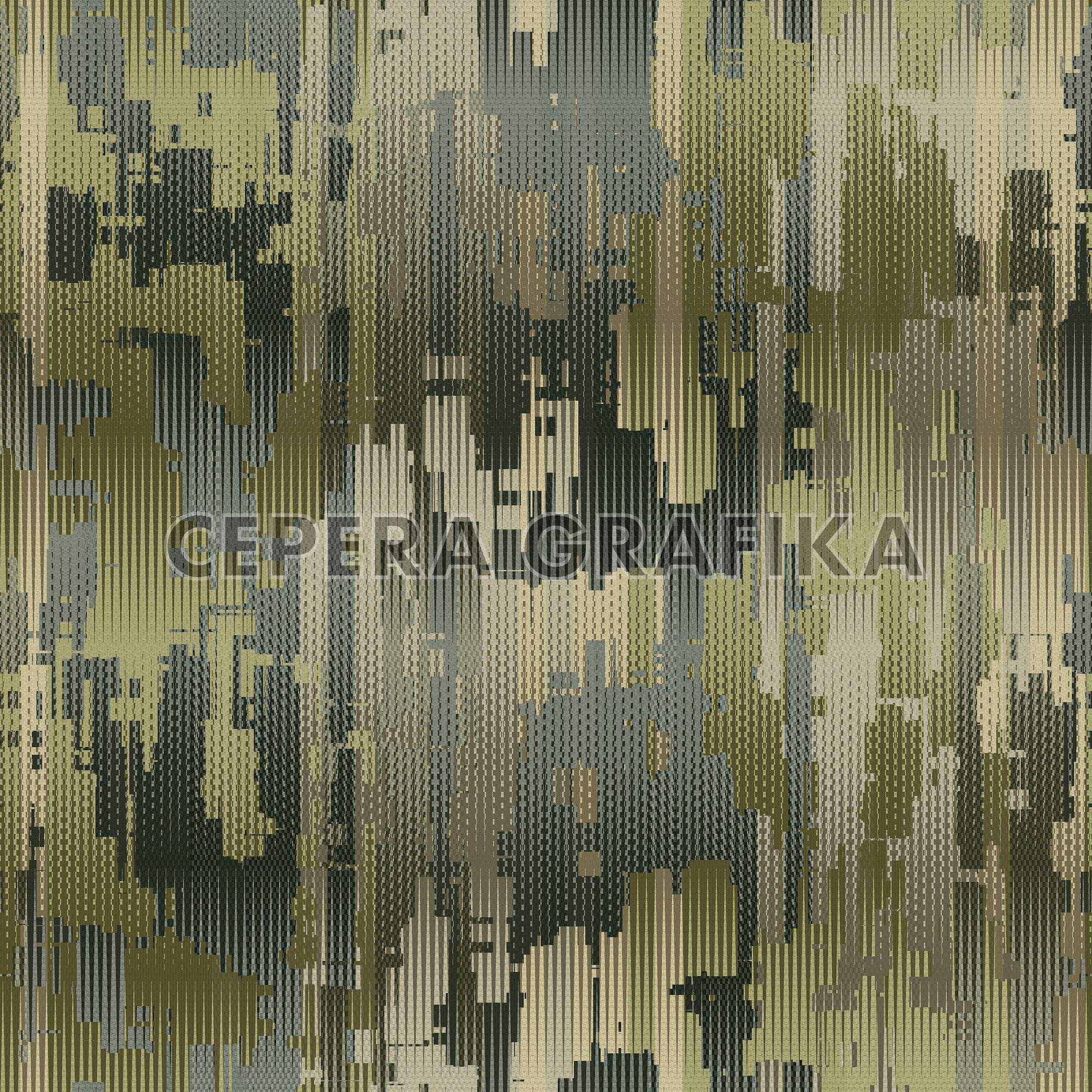 Olive Green Glitch Camouflage Pattern