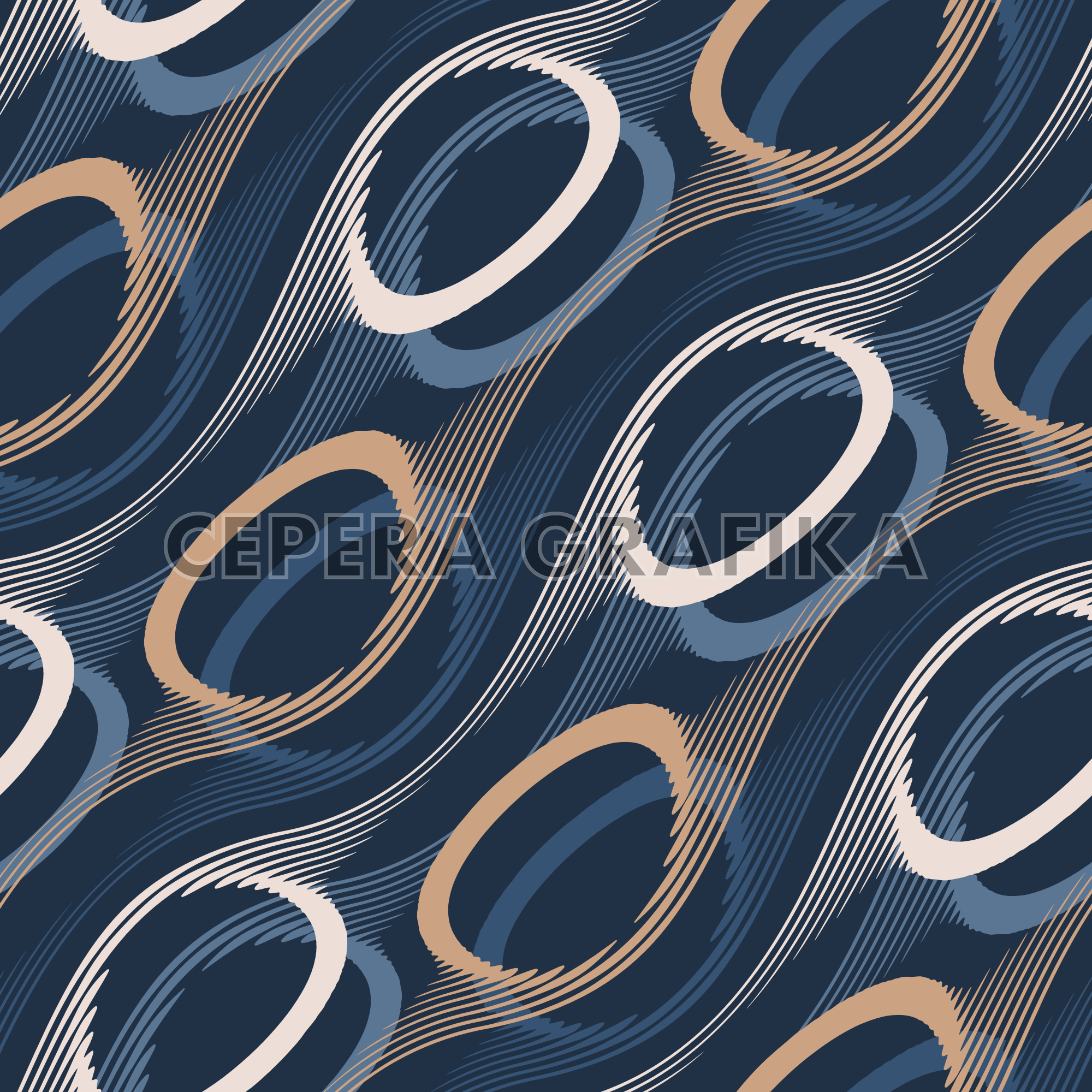 Navy and Gold Bubble Dot Wave Pattern