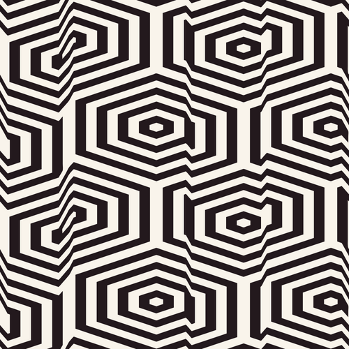 Monochrome Broken Striped Hexagons Pattern