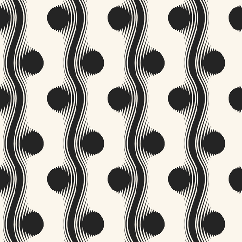 Black And White Optical Dots and Waves Pattern