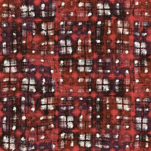 Tonal Red and White Canvas Smudged Checked Pattern