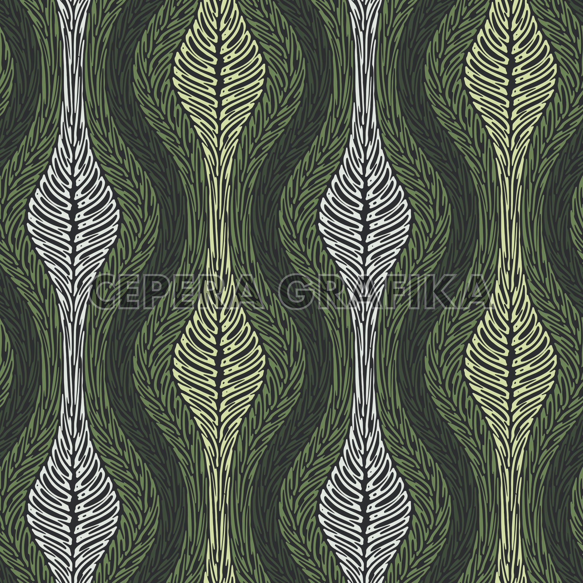 Meadow Green Organic Ornamental Pattern