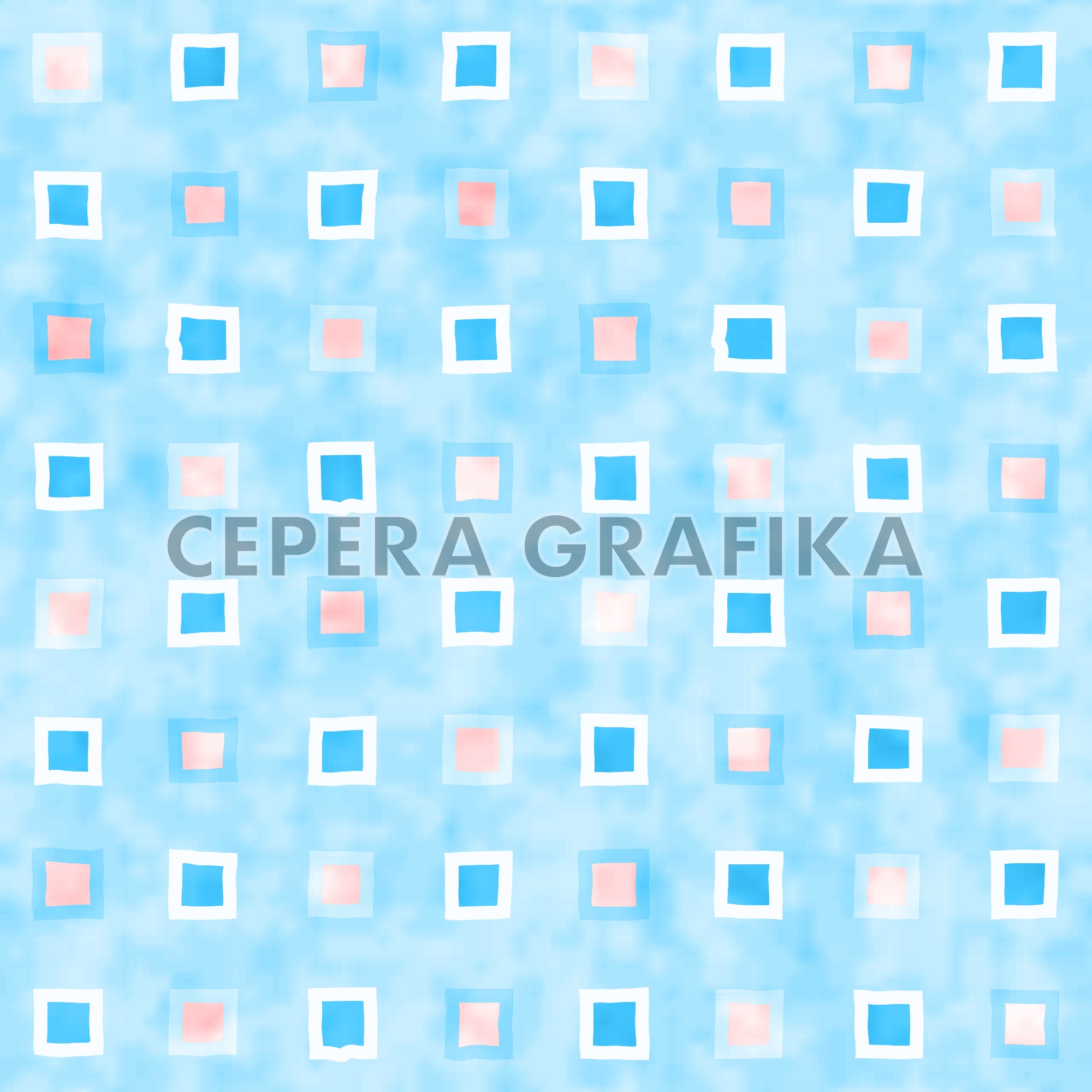 Light Blue Watercolor-Dyed Square Dots Pattern