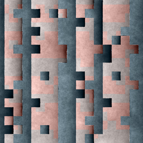 Muted Pink and Charcoal Urban Blocks Pattern