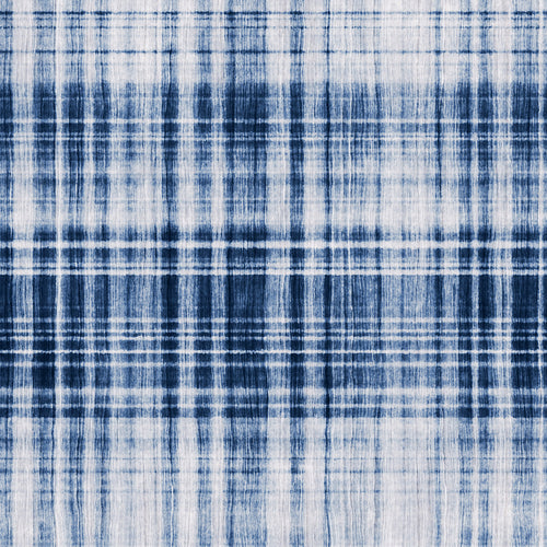 Bleached Indigo Shibori Plaid Checked Pattern