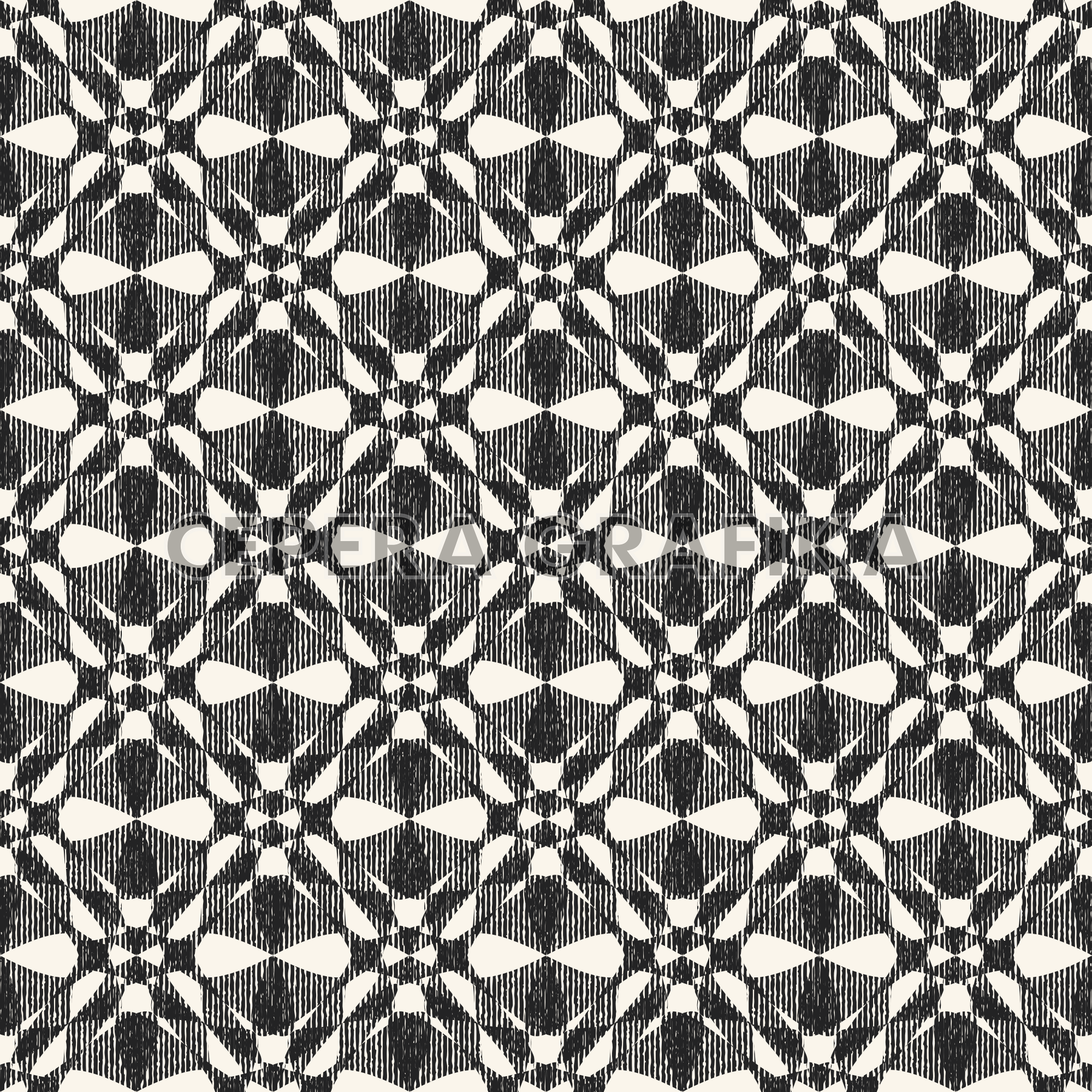 Monochrome Grain Kaleidoscope Floral Pattern