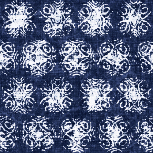 Mottled Indigo Snowflake Ornate Pattern
