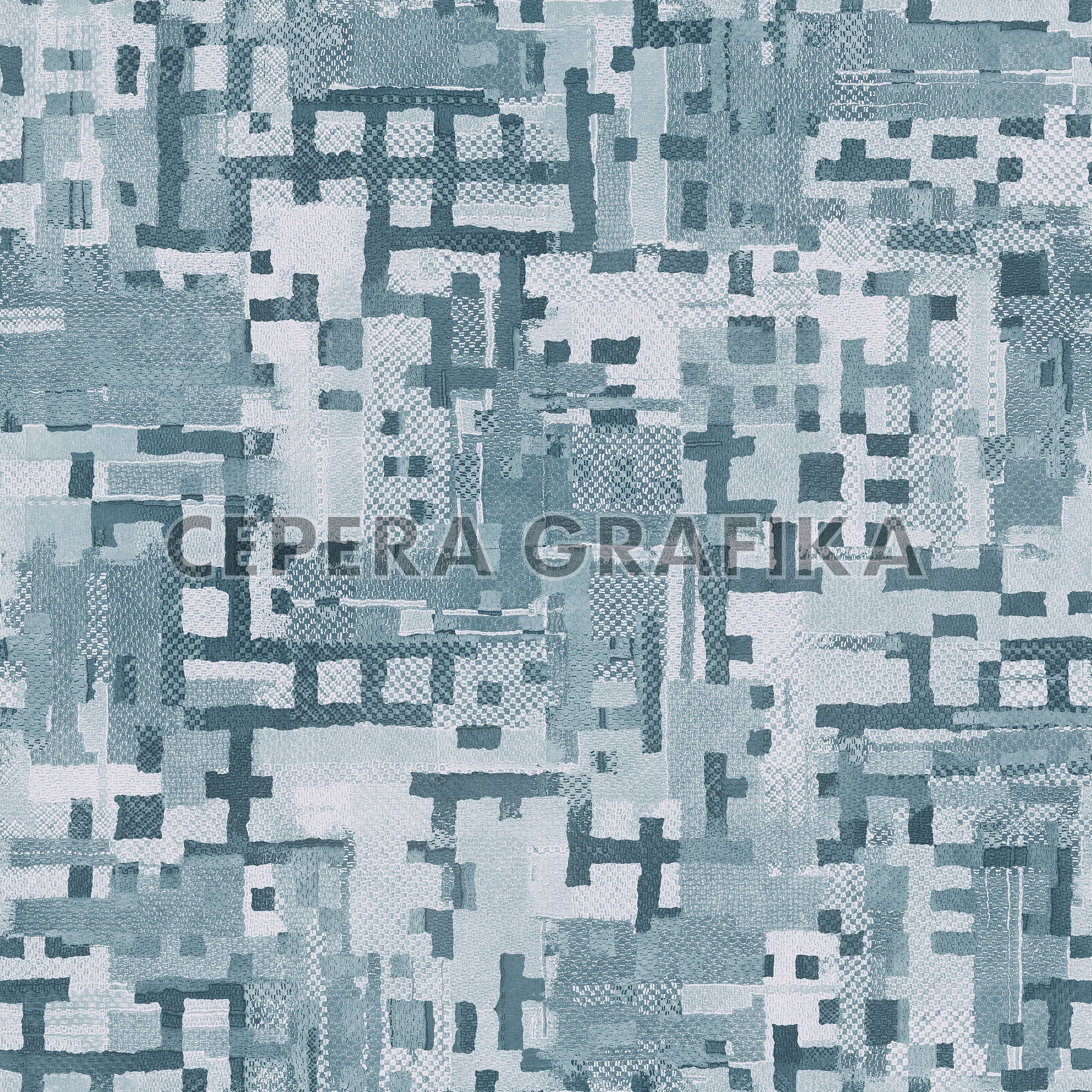 Washed-Out Blue Distressed Patchwork Pattern