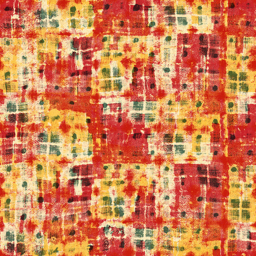 Vivid Multicolour Canvas Smudged Checked Pattern