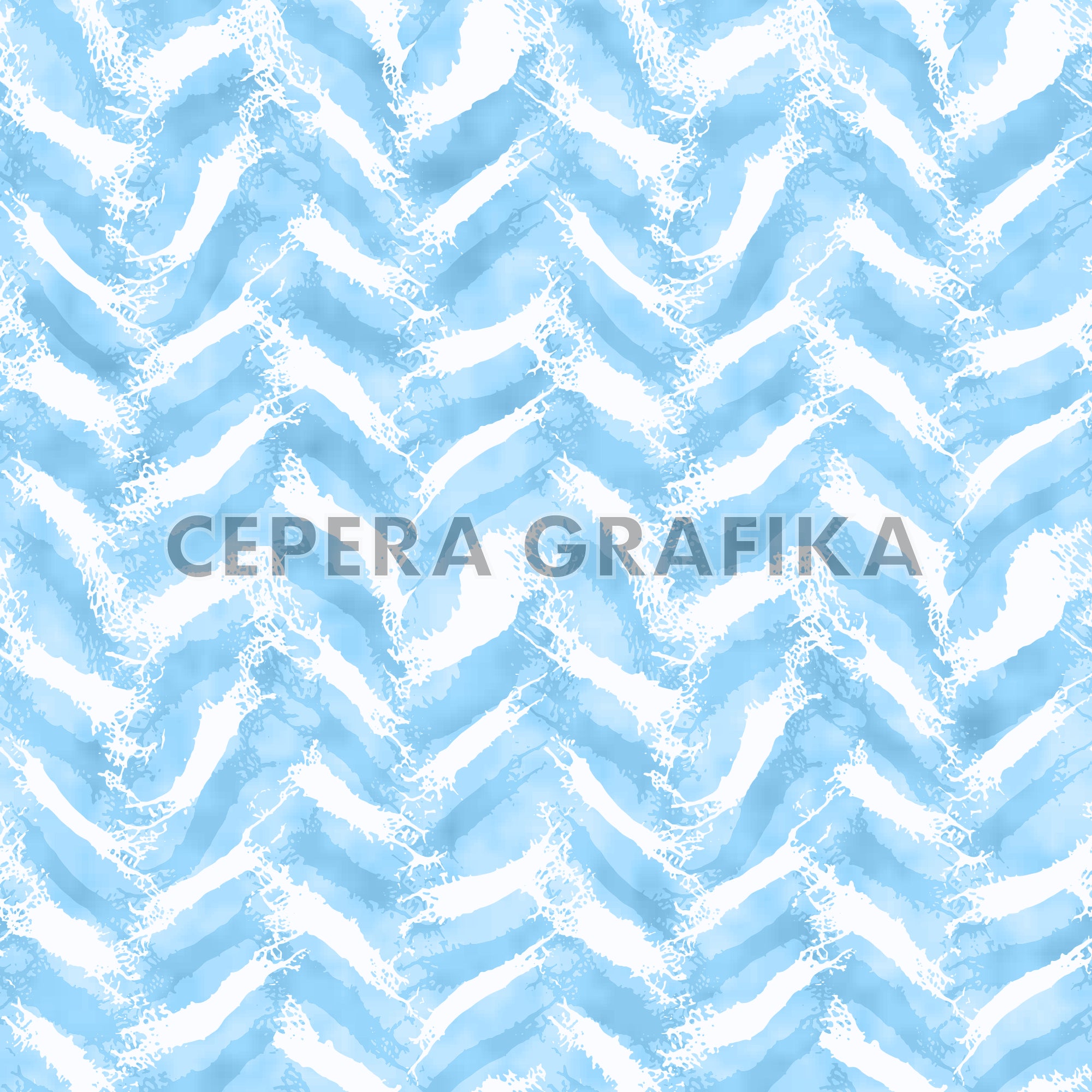 Sea Foam Blue Watercolour Drawn Herringbone Pattern