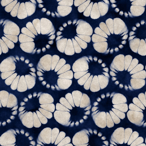 Aged Paper Indigo-Dyed Floral Pattern
