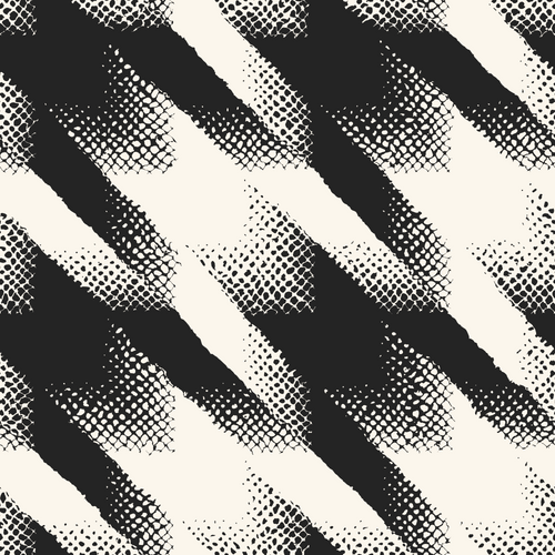 Monochrome Grain Halftone Houndstooth Check Pattern