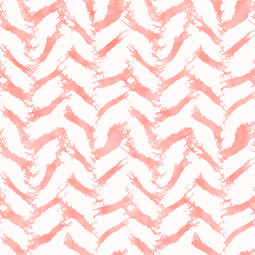 Coral Pink Watercolour Drawn Herringbone Pattern