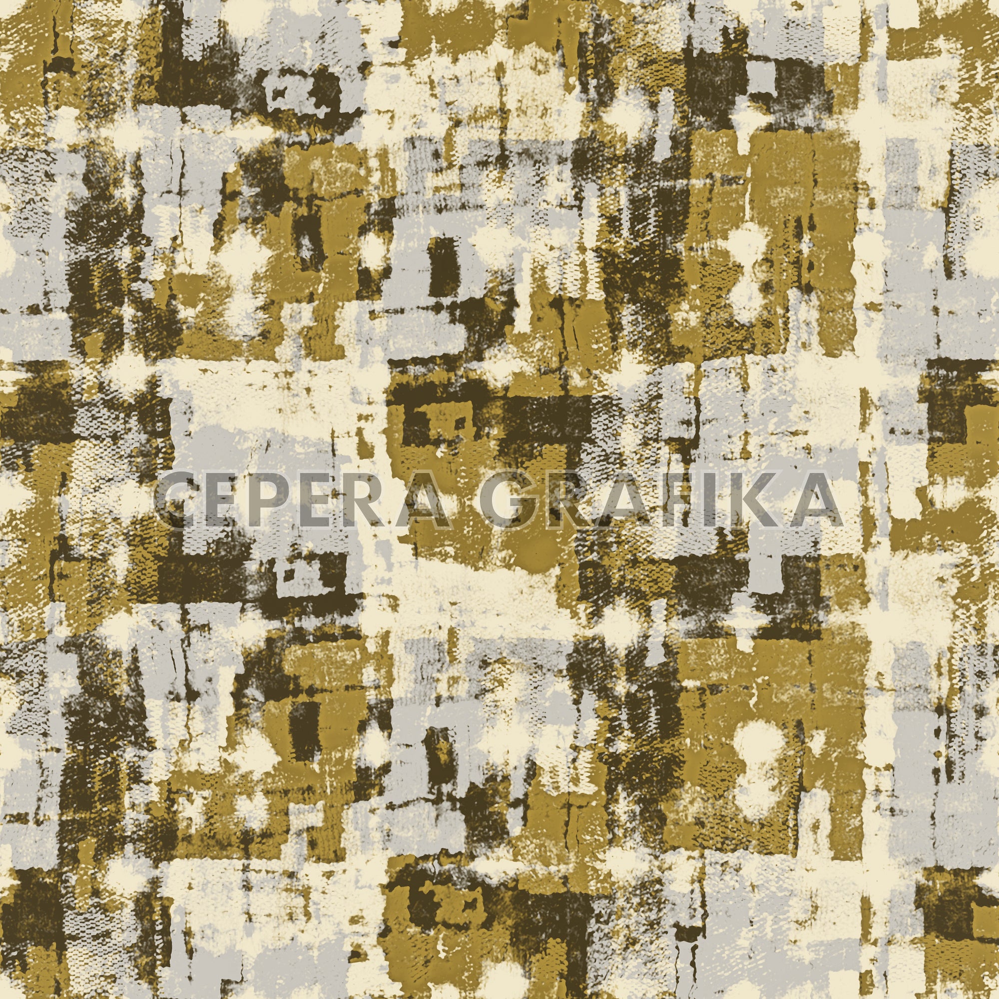 Brown, Ecru and Grey Distressed Checked Pattern