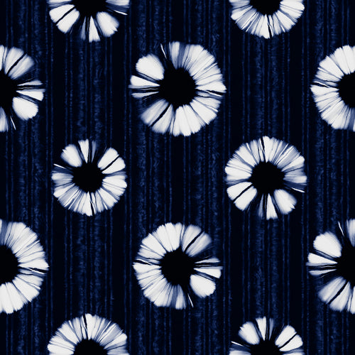 Deep Indigo Dye Floral Pattern