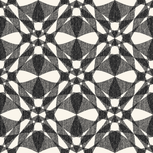 Monochrome Grain Kaleidoscope Floral Pattern