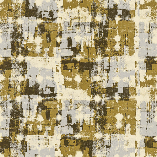 Brown, Ecru and Grey Distressed Checked Pattern
