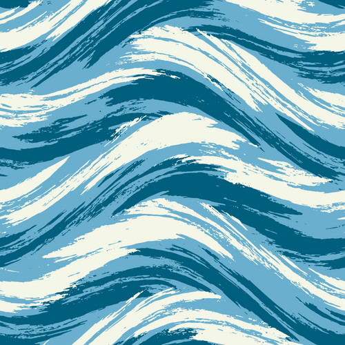 Nautical Blue Brush Stroke Waves Pattern
