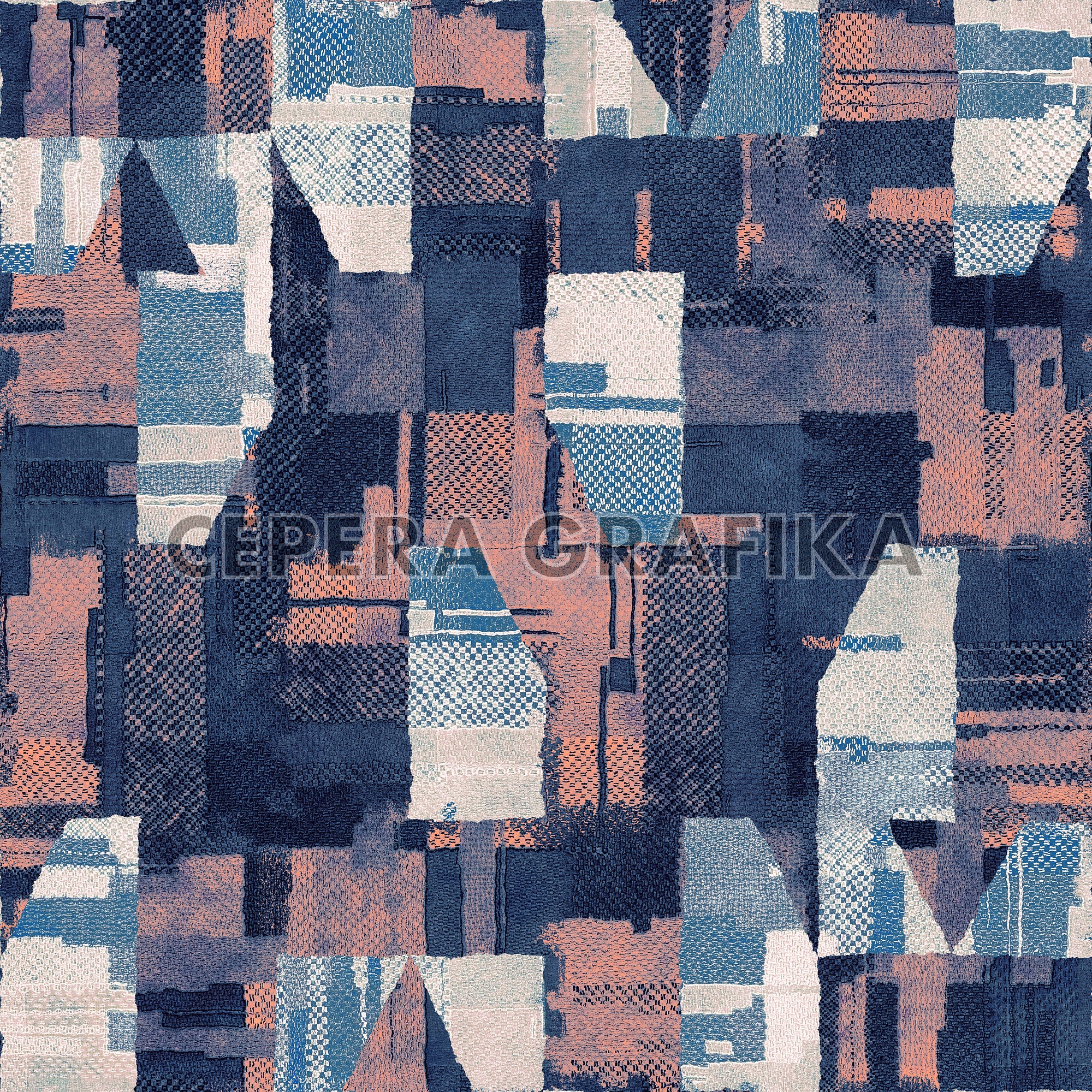 Multicolour Distressed Patchwork Pattern