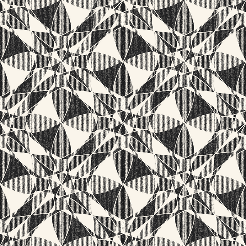 Monochrome Grain Kaleidoscope Check Pattern