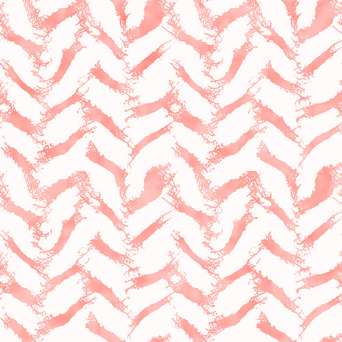 Coral Pink Watercolour Drawn Herringbone Pattern