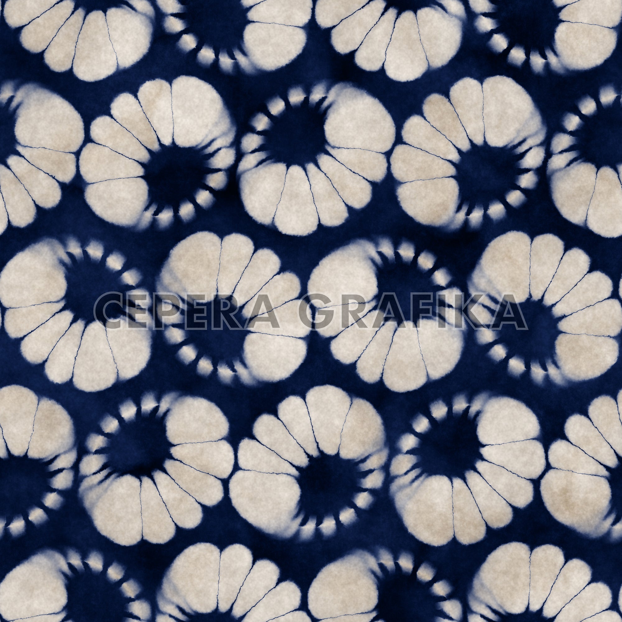 Aged Paper Indigo-Dyed Floral Pattern