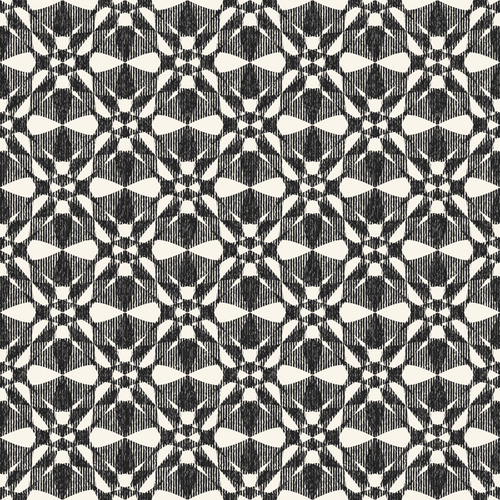 Monochrome Grain Kaleidoscope Floral Pattern