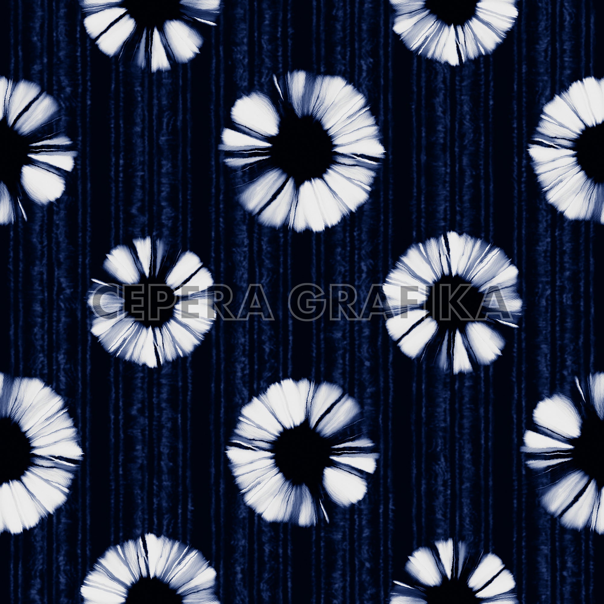 Deep Indigo Dye Floral Pattern