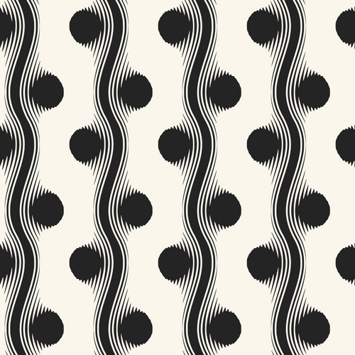 Black And White Optical Dots and Waves Pattern