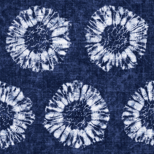 Indigo-Dyed Shibori Dandelion Pattern