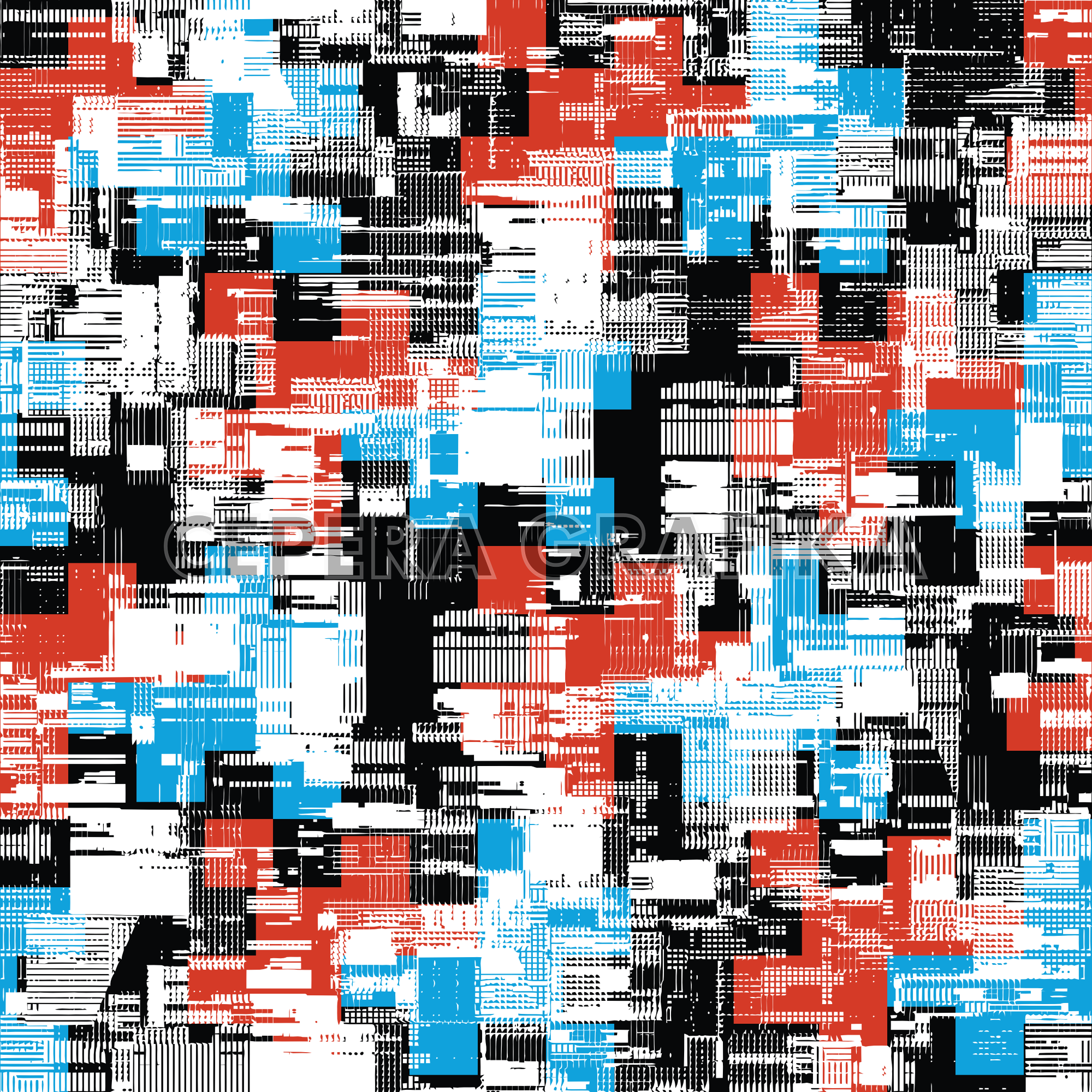 Multicolour Contrast Glitch Blocks Pattern