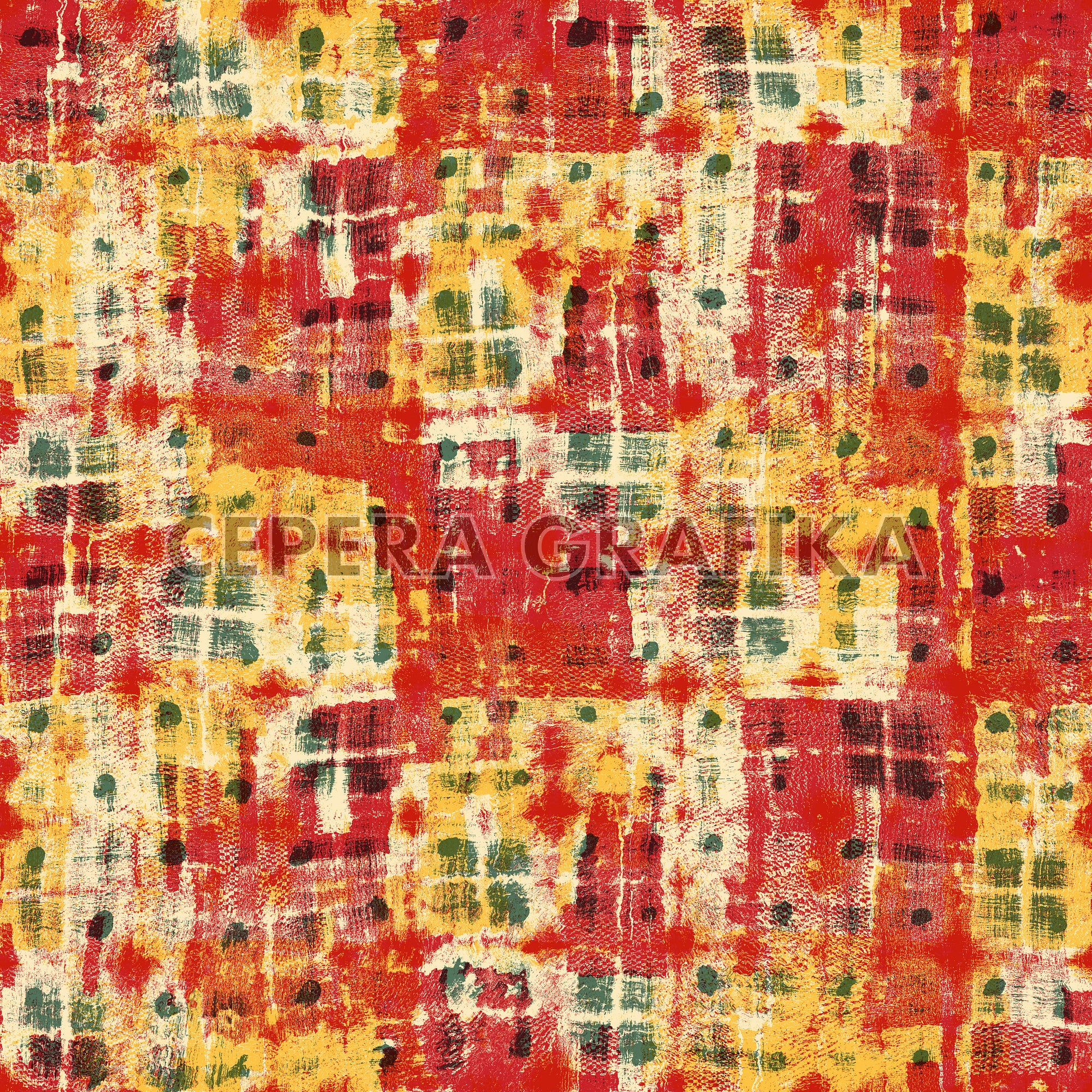 Vivid Multicolour Canvas Smudged Checked Pattern