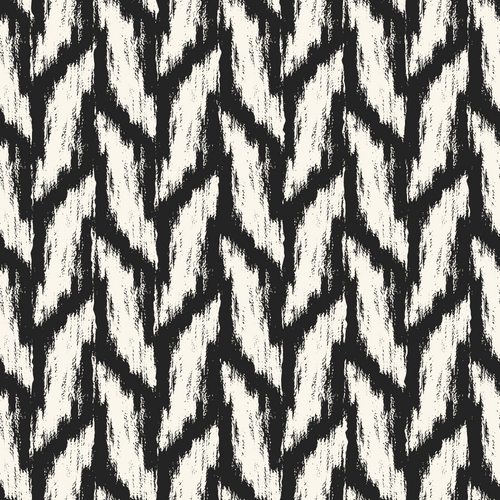 Monochrome Ikat Ornate Herringbone Pattern