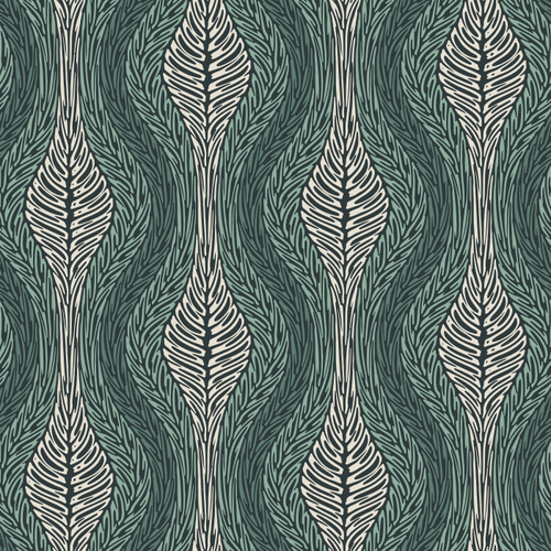 Tonal Green Ornamental Foliage Pattern