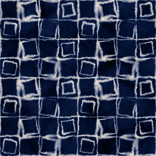 Indigo Shibori Tile Check Pattern