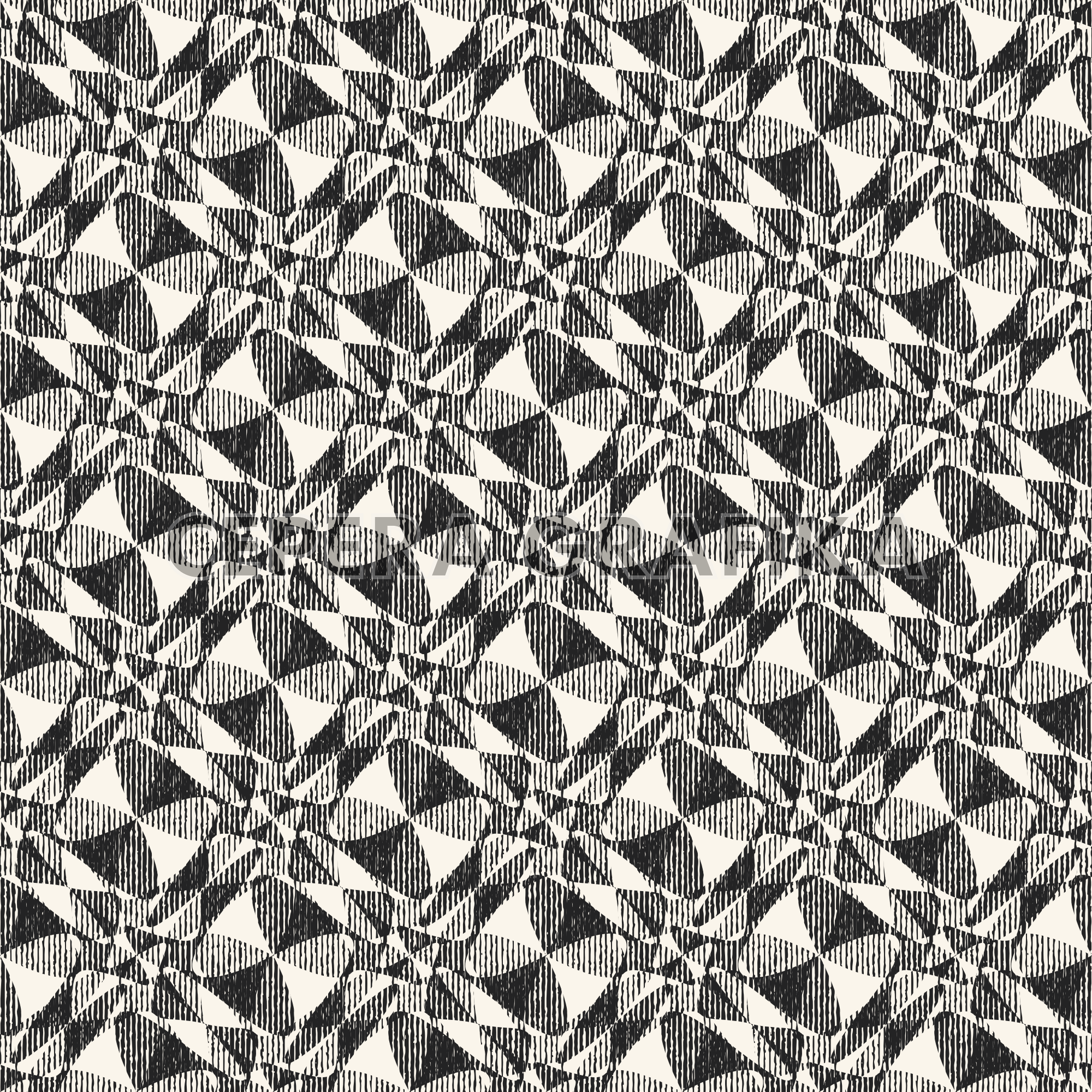 Monochrome Grain Kaleidoscope Floral Pattern