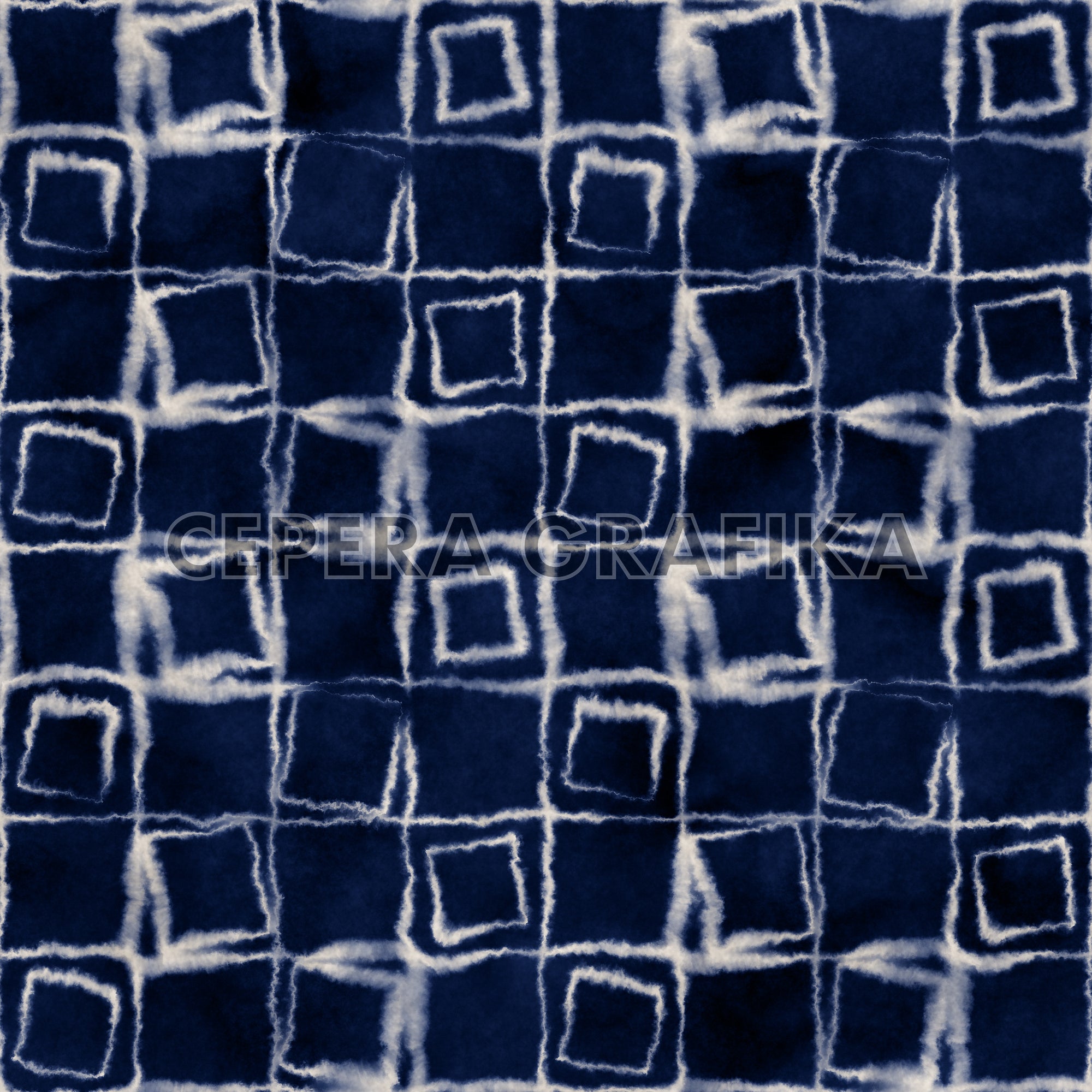 Indigo Shibori Tile Check