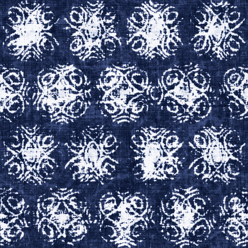 Mottled Indigo Snowflake Ornate Pattern