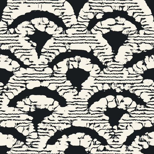 Monochrome Distressed Seigaiha Pattern