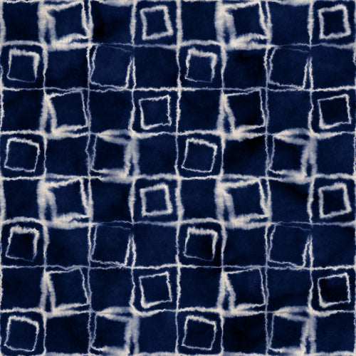Indigo Shibori Tile Check Pattern