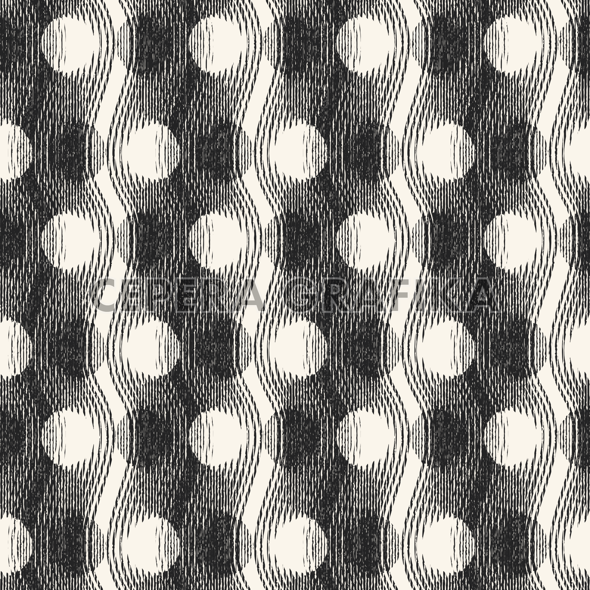 Monochrome Grain Optical Dots and Waves Pattern