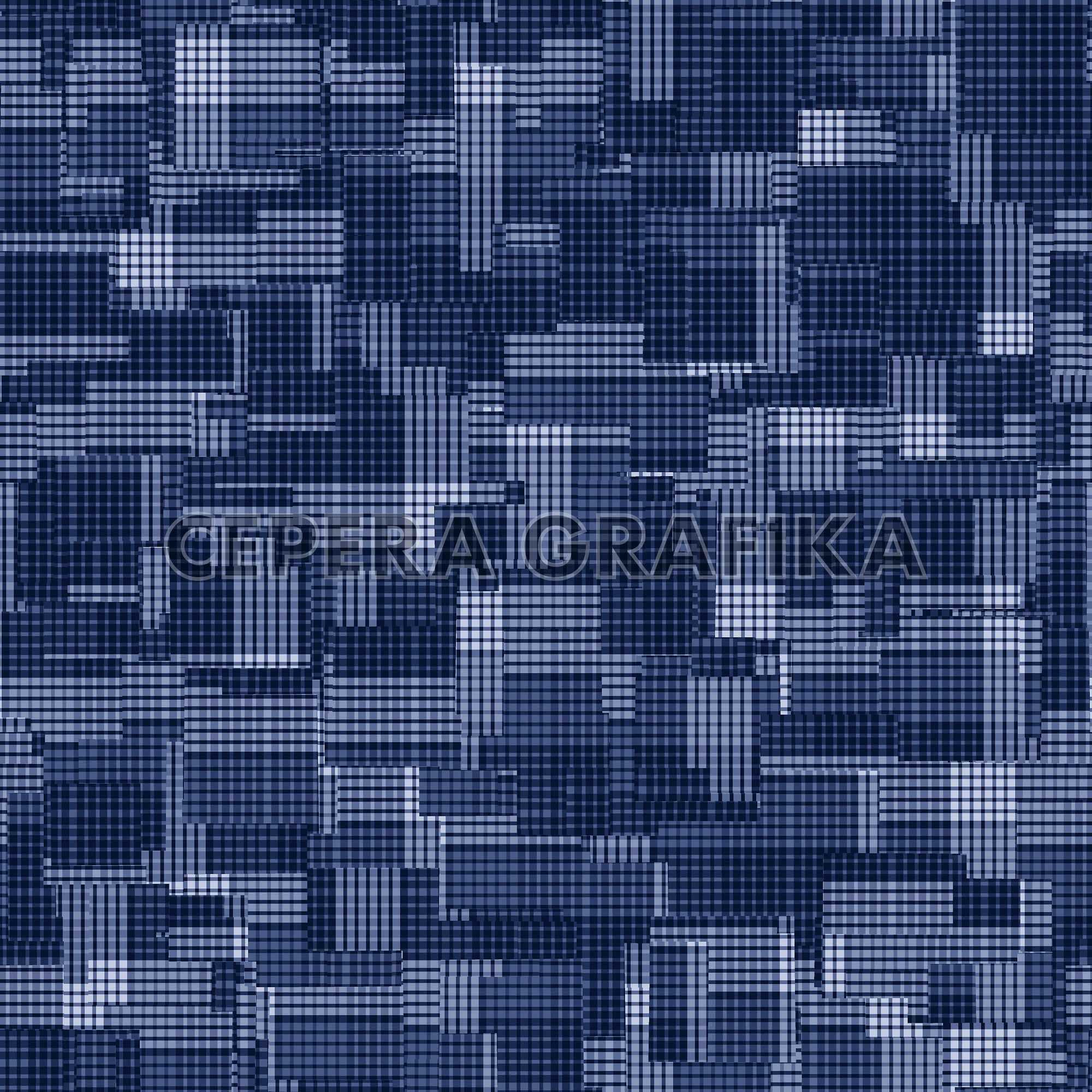 Midnight Blue Pixel Grid Pattern