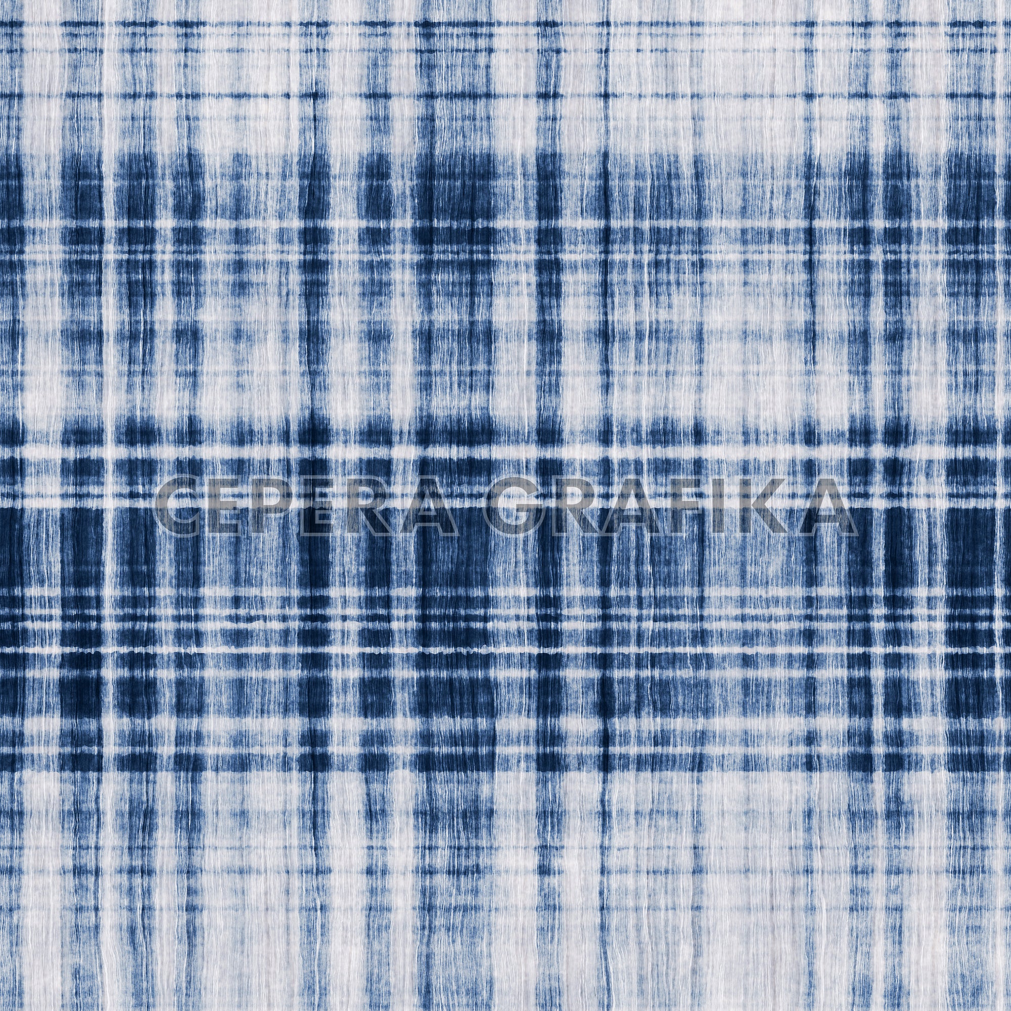 Bleached Indigo Brushed Checked Pattern