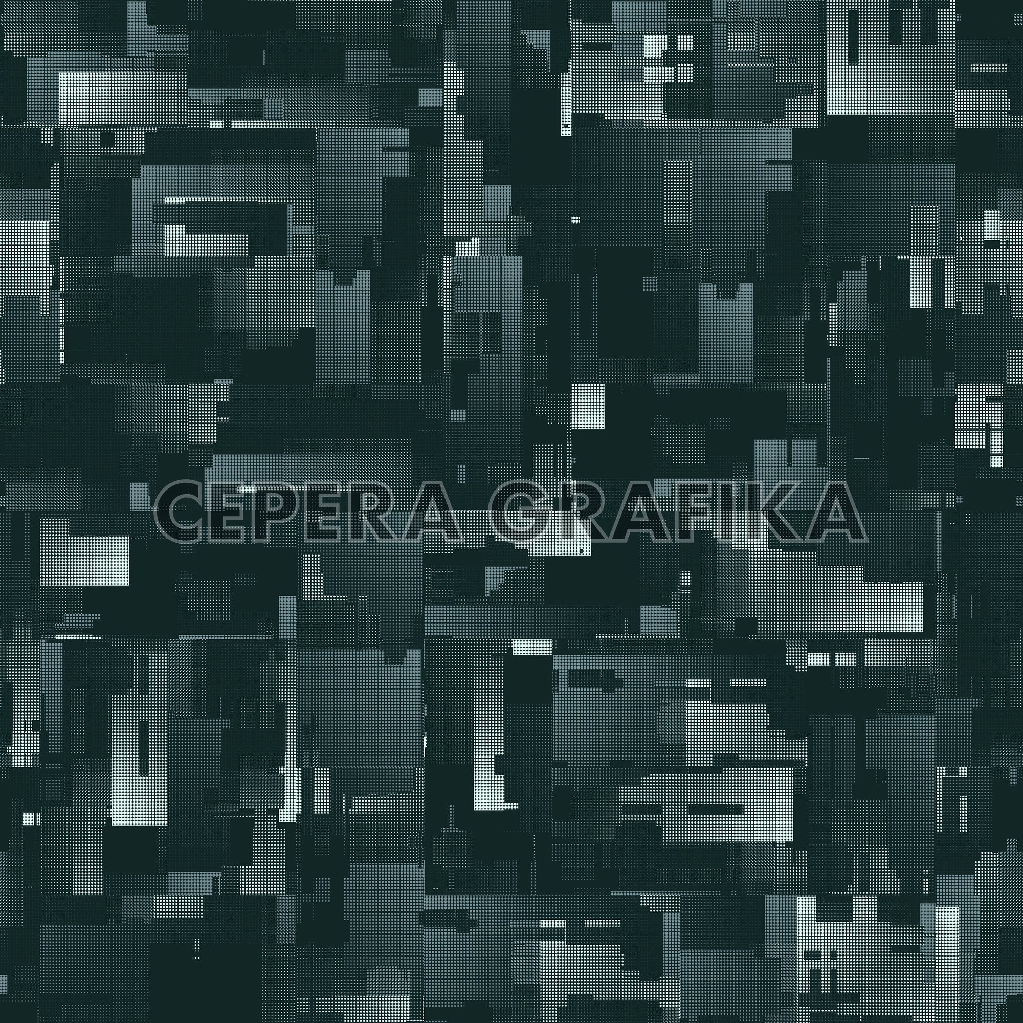 Dark Halftone Glitch Blocks Pattern