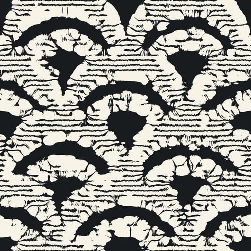 Monochrome Distressed Seigaiha Pattern